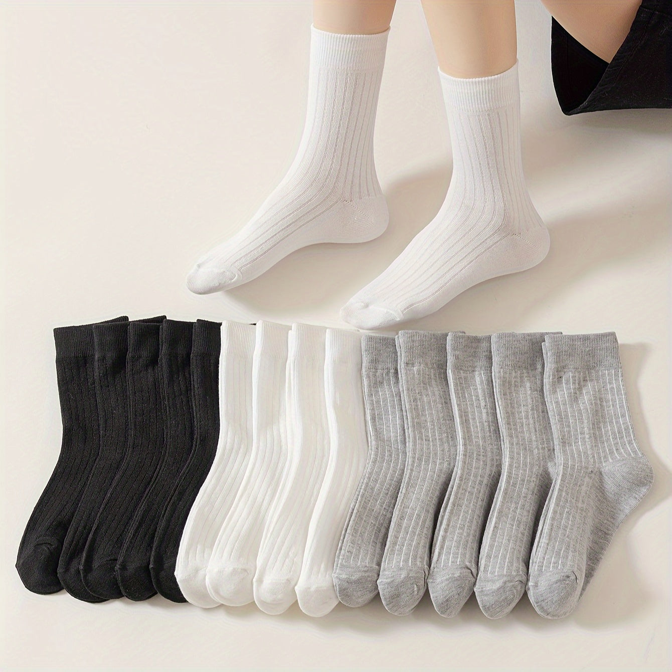 15 Pairs Comfy Mid Tube Socks Women's Stockings & Hosiery