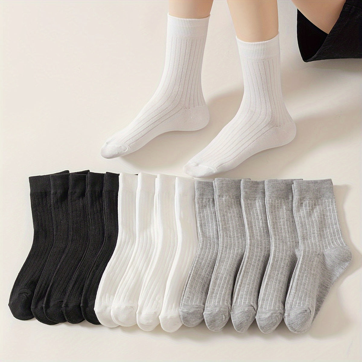 15 Pairs Comfy Mid Tube Socks Women's Stockings & Hosiery