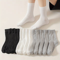 15 Pairs Comfy Mid Tube Socks Women's Stockings & Hosiery