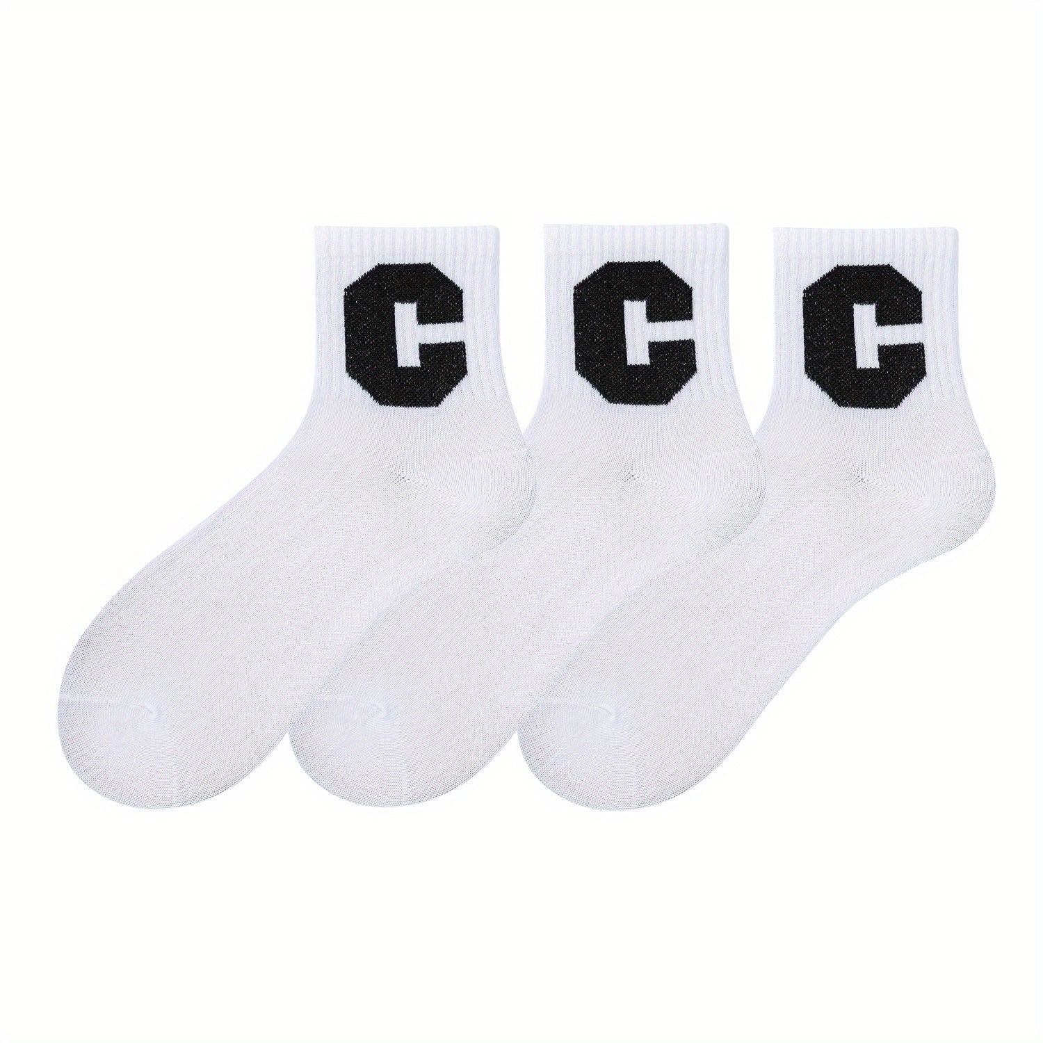 5 Pairs Letter Print Socks Comfy & Breathable Women's Stockings