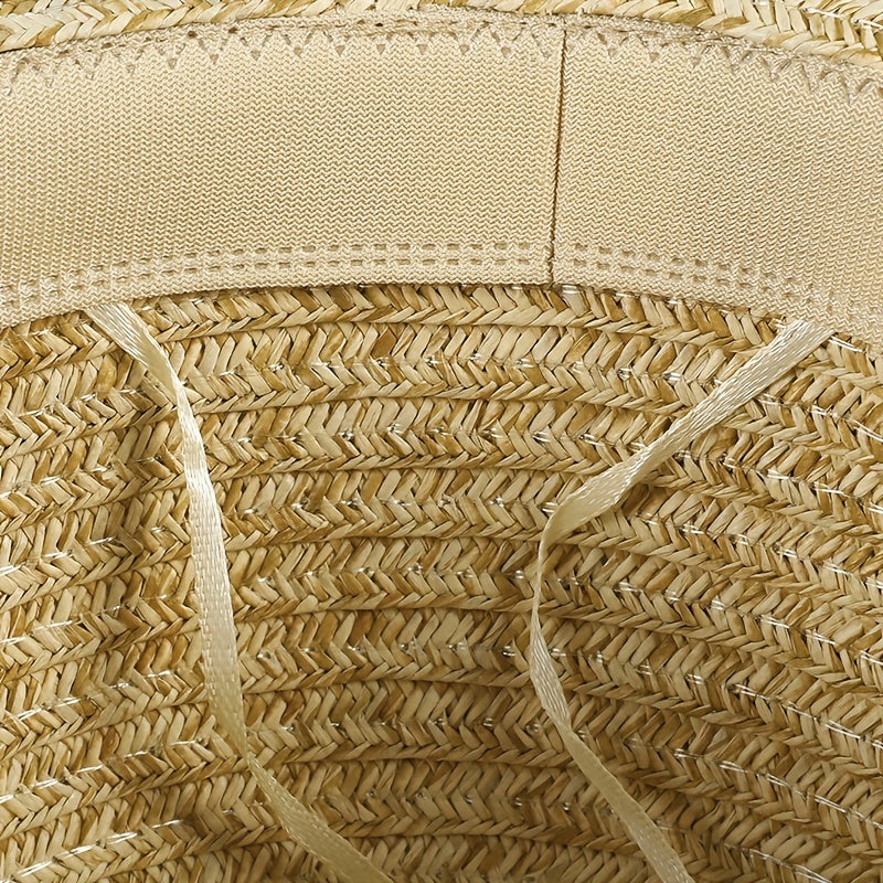 Oversized Wide Brim Sun Hat Khaki French Style Straw Hats UV Protection