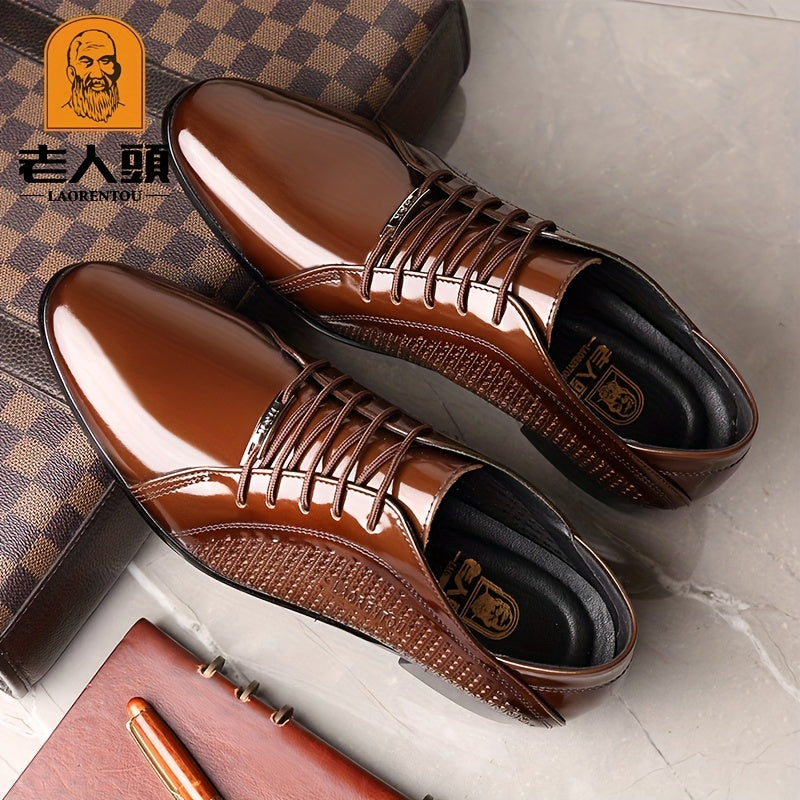 Laorentou Men's Leather Pointed Toe Dress Shoes for Wedding