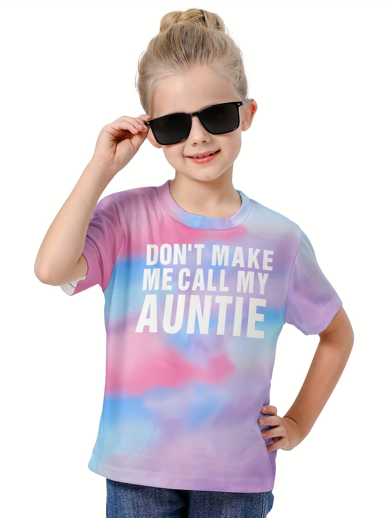 Kids Tie Dye T-shirt with 'Don't Call My Auntie' Print