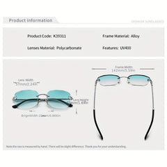 Men's Rimless Sunglasses UV Protection for Beach