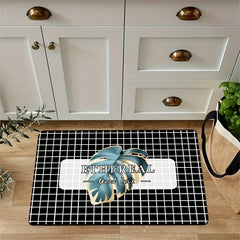 Lattice Print Rug Leaf Pattern Decorative Carpet for Bedroom Living Room