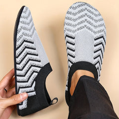 Men's Knit Slip-On Sneakers No Tie Lace Outdoor Walking Shoes