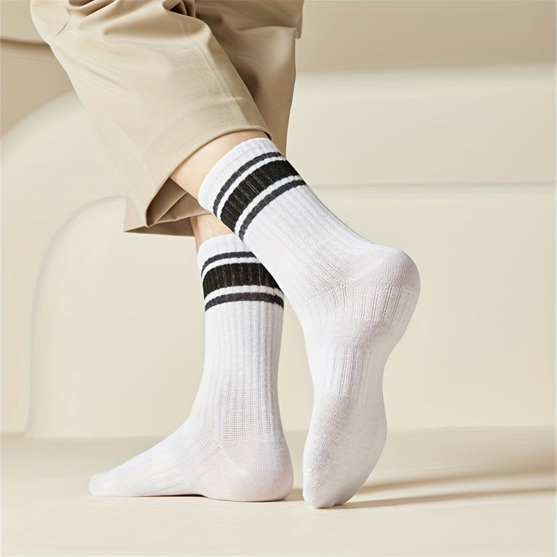 10 Pairs Colorblock Stripe Print Ribbed Socks Women's Stockings