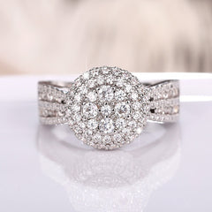 925 Silver Plated Micro Pave Zircon Engagement Ring