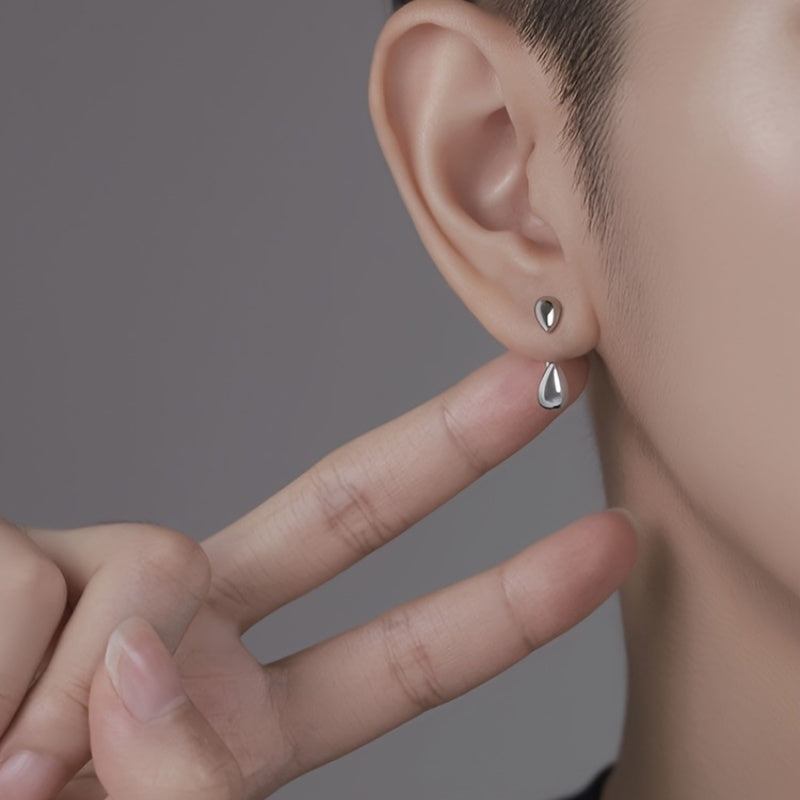 Retro Water Drop Ear Studs Men's Earrings Hip Hop Style