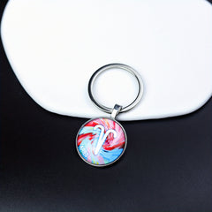 12 Constellation Glass Keychain Bag Pendant Birthday Gift Key Ring