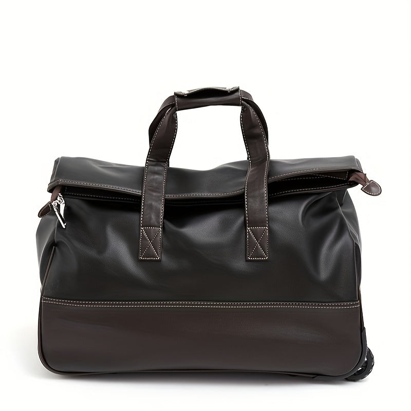 Waterproof PU Leather Rolling Travel Bag Large Capacity Handbag