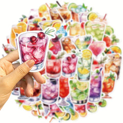 50pcs Watercolor Cocktail Vinyl Stickers Waterproof Decals for Laptops & More