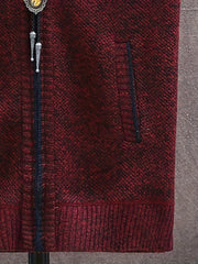 Vintage Style Stand Collar Zip Up Cardigan Vest