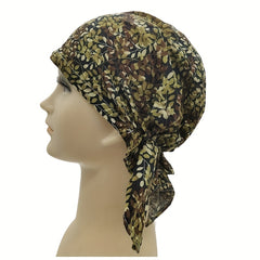 Leaf Print Triangle Turban Cap Cotton Bandana Women Casual Head Wrap