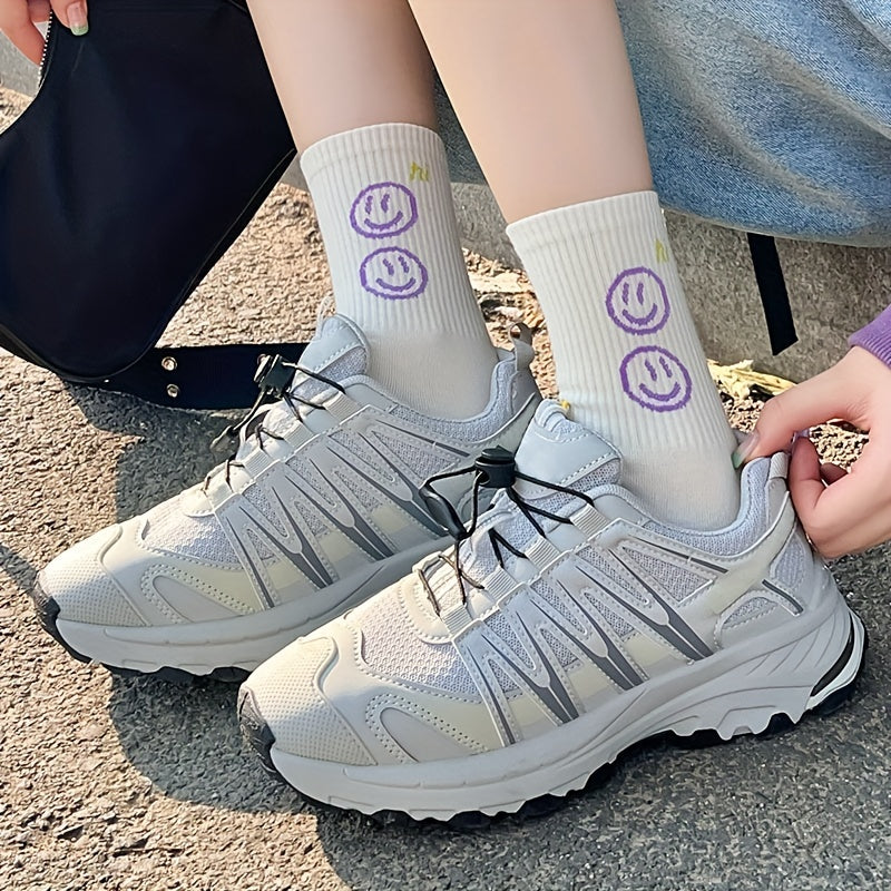 Letter Print Socks Comfy & Breathable Mid Tube Socks Women's Stockings