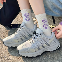 Letter Print Socks Comfy & Breathable Mid Tube Socks Women's Stockings