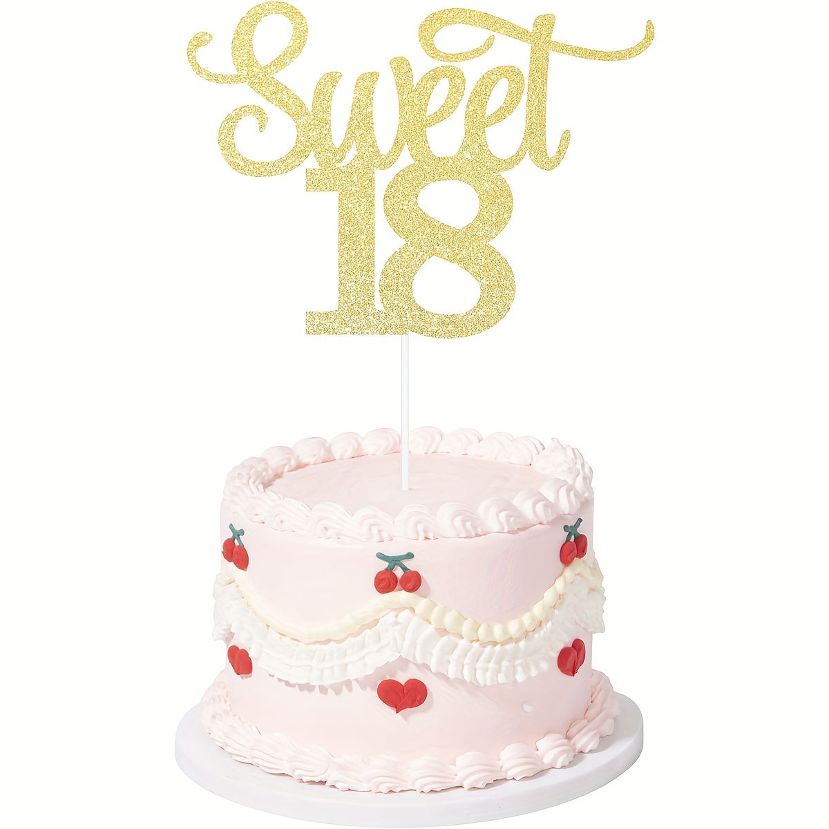 1pc Rose Golden Glitter Happy Sweet Cake Topper