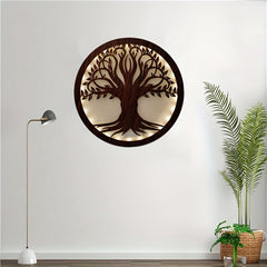 LED Green Plant Tree Creative Lamp Retro Wooden Sign Hanging