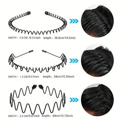 5pcs Metal Wavy Hair Head Band Spring Sports Hair Band Headwear Hair Hoop