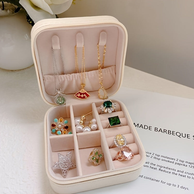 Portable Rectangular Storage Box for Stud Earrings Ring