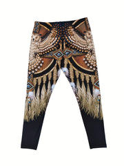 Tribal Owl Print High Rise Leggings