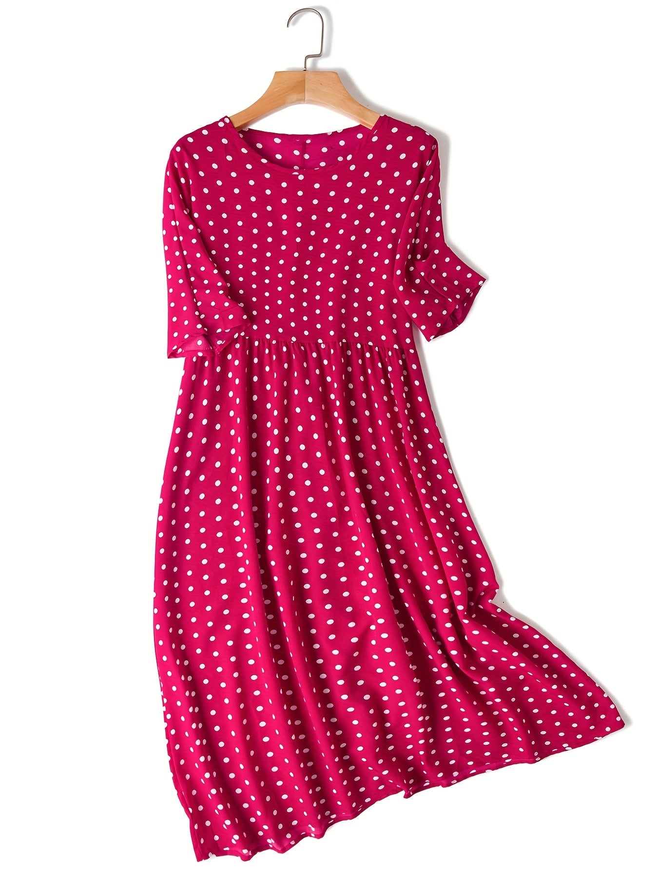  Boho Polka Dot Print Ruched Dress