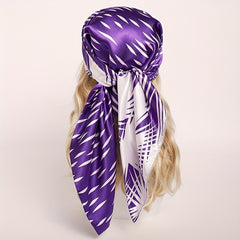 Boho Silk Square Scarf for Sleeping Lightweight Satin Head Scarf