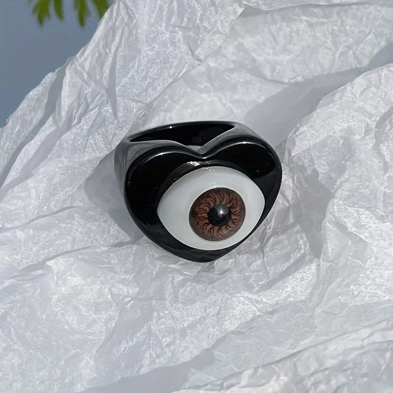 3pcs Gothic Punk Resin Acrylic Ring Evil Eyes Hearts Candy Lucky Eye Jewelry