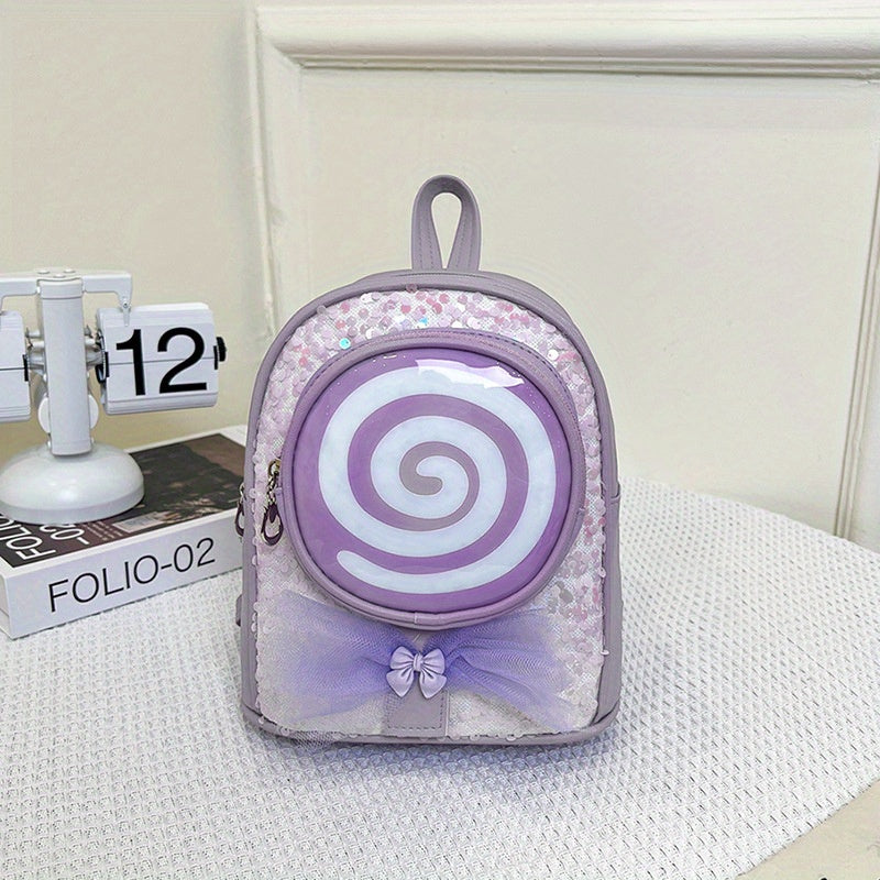 Kids Princess Schoolbag Sequins Bow Lollipop Backpack