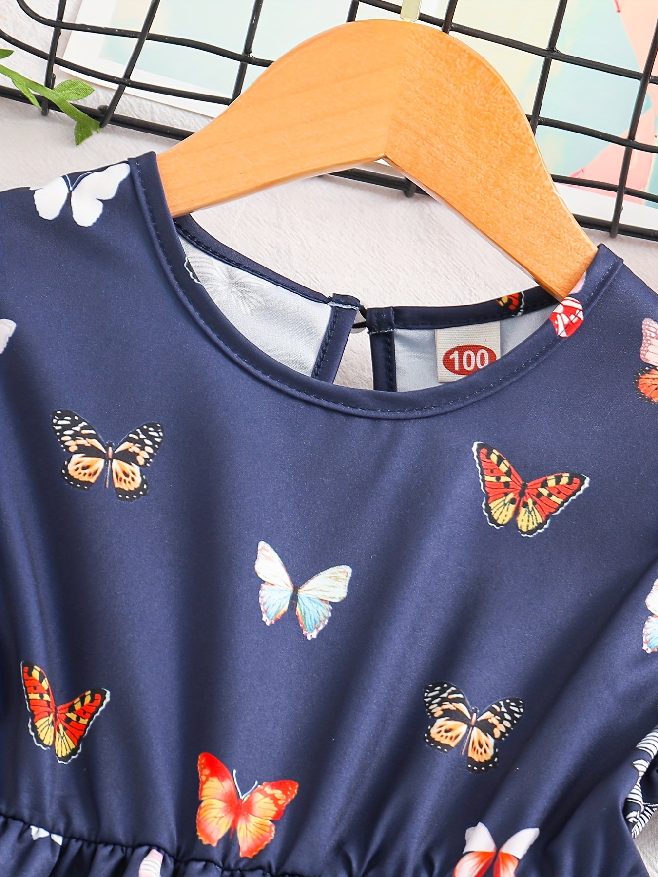 Girls' Butterfly Sleeve Casual Midi Dress for Summer