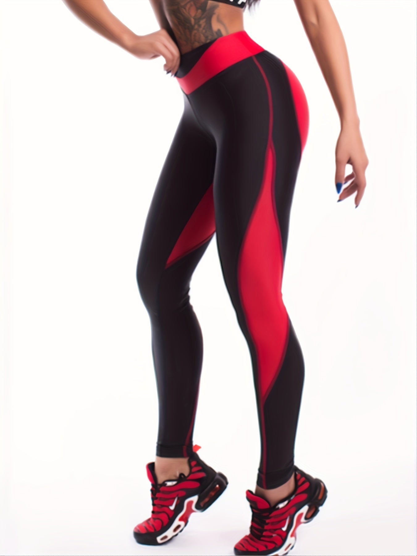 Women's Yoga Leggings High Stretch Patchwork Fitness Workout Tights