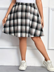  Plaid Print High Rise A-line Mini Skirt