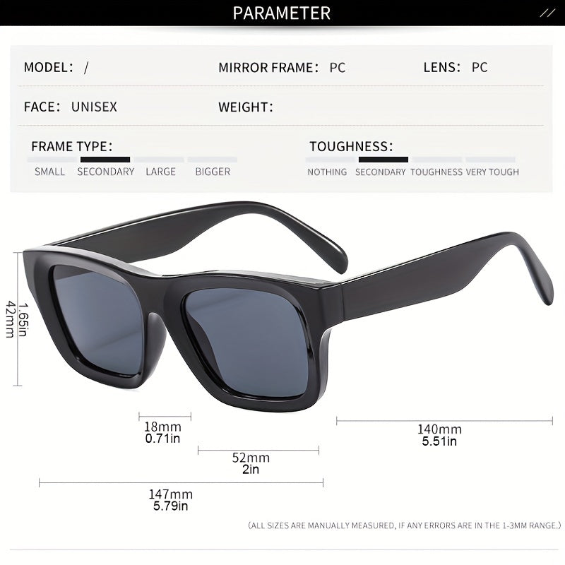 Y2K Square Sunglasses HipHop Block Anti Glare UV400