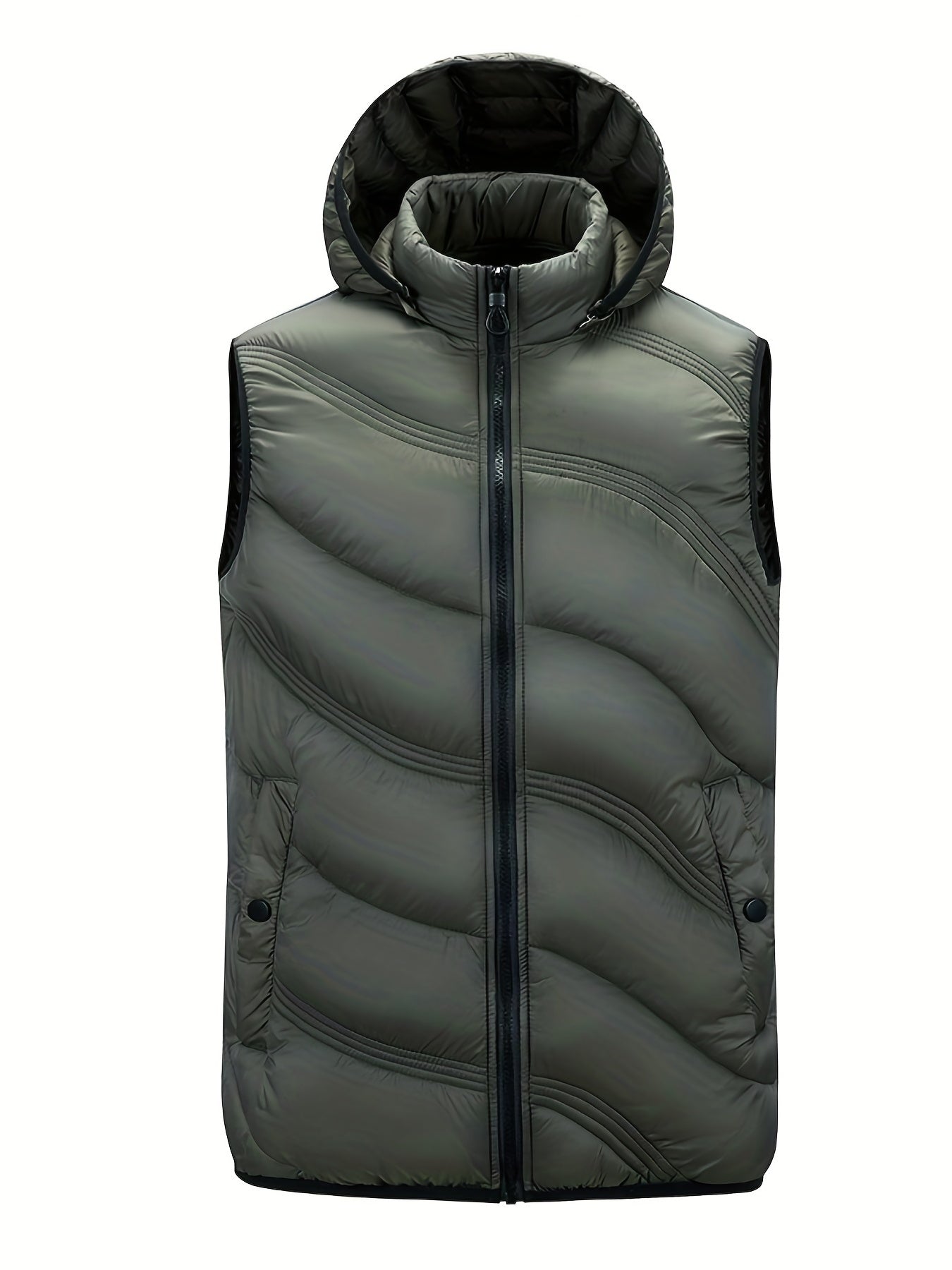 Men's Warm Hooded Vest Zip Up Casual Fall Winter