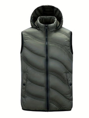 Men's Warm Hooded Vest Zip Up Casual Fall Winter