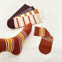 Women's Striped Crew Socks Soft Mid Tube Stockings