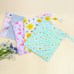 Kids Print Diaper Bag Double Pocket Diaper Storage Bag Wet Bag
