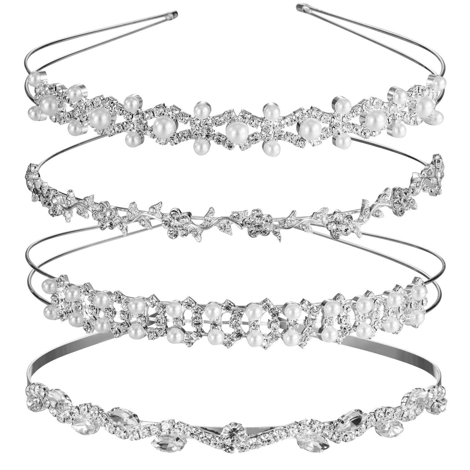 Crystal Flower Leaves Headband Tiara for Wedding