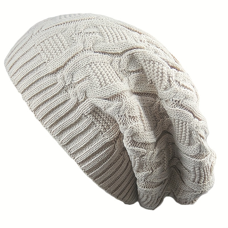 Ribbed Knitted Oversized Slouch Beanie for Women