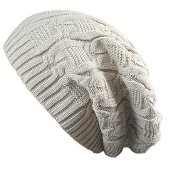 Ribbed Knitted Oversized Slouch Beanie for Women