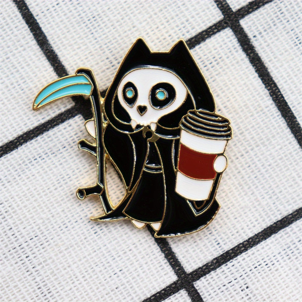 Cartoon Grim Reaper Brooch for Men Backpack Collar Jewelry