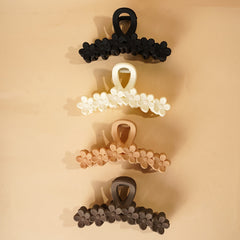 4pcs Flower Solid Hair Claw Non Slip Matte Style Shark Claw For Thick Hair