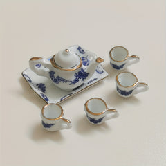Colorful Ceramic Tea Set 6pcs for Dollhouses Pocket DIY Kitchen Playset