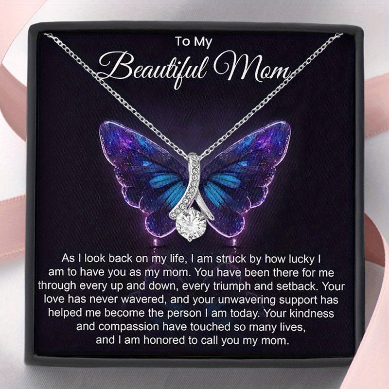 Water Drop Necklace With Lettered Present Card & Zircon Mother's Gift