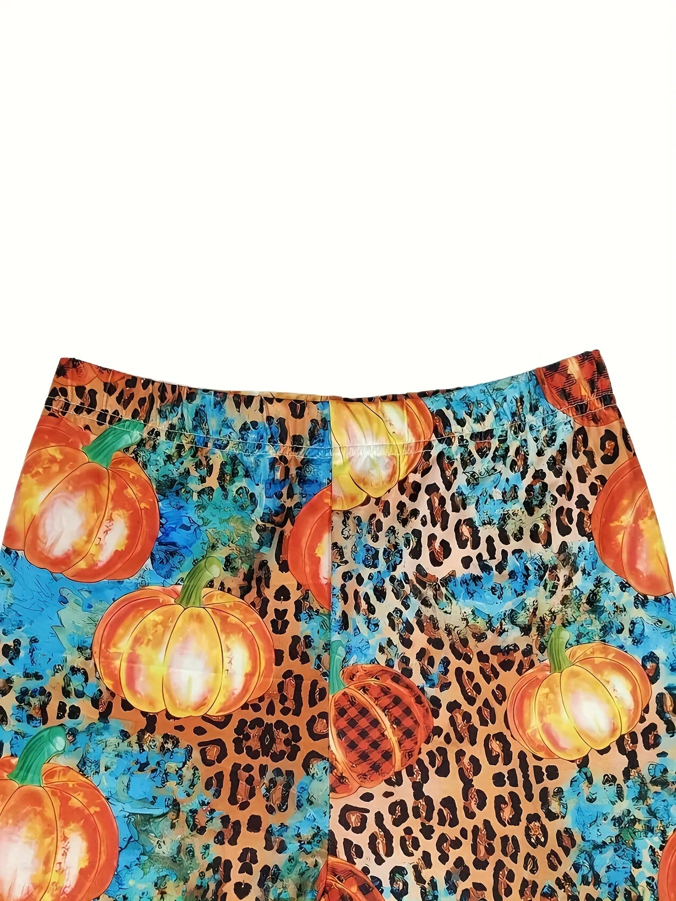  Halloween Boho Leggings Women's Plus Leopard & Pumpkin Print Leggings