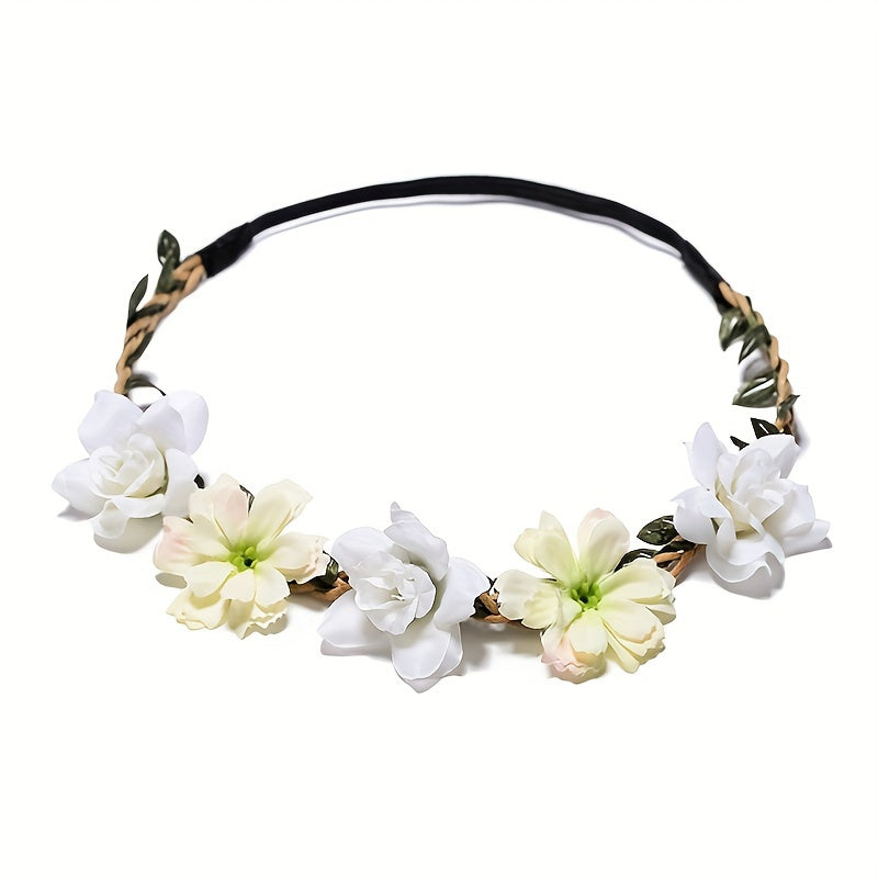 Boho Flower Wreath Headband Hair Hoop for Women Girls