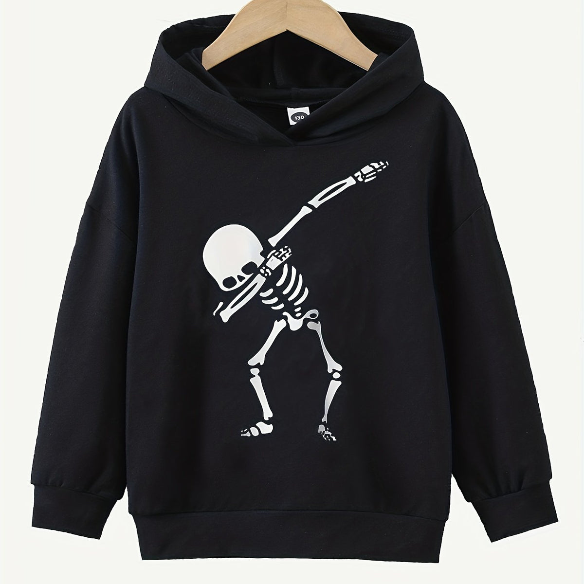 Funny Skeleton Dancing Print Boys Pullover Hooded Sweatshirt