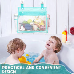 Mesh Bath Toy Organizer w/ Hooks - Extra Large Opening, Bathroom Toys