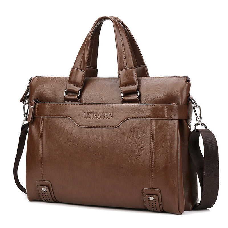 Soft Leather Computer Briefcase Men's Single shoulder Messenger Laptop Briefcase