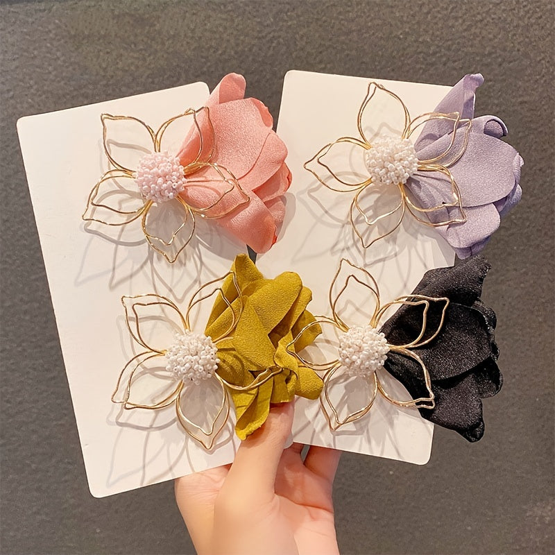 Flowers Hair Claw Clips Fabric Hair Barrettes For Women And Girls